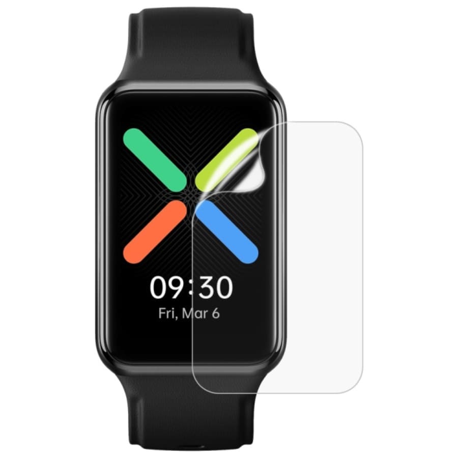 Hydrogel screen protector for Oppo Watch Free, pack of 6, in transparent watch case for protection.