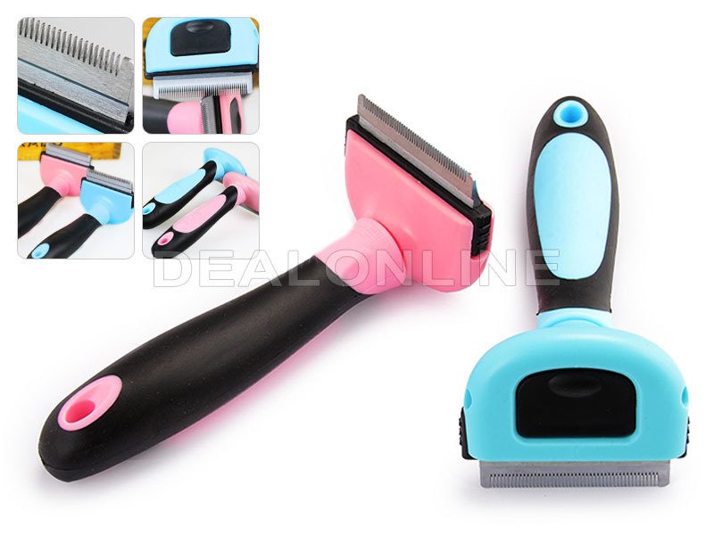 Pink pet grooming brush in large size by dealonline.co.nz, suitable for cats and dogs to remove loose fur and detangle hair.