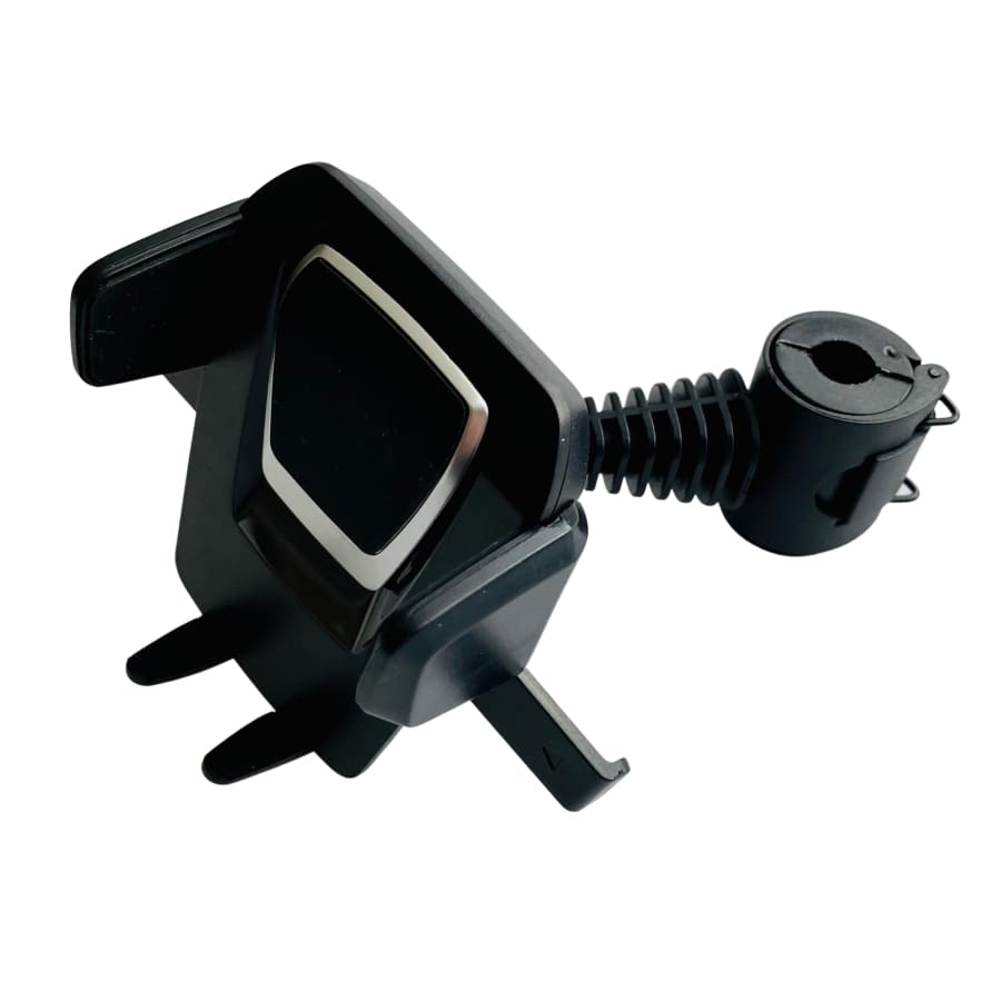 9eight5 phone headrest holder attached to car headrest, adjustable mount for phones and tablets during travel.
