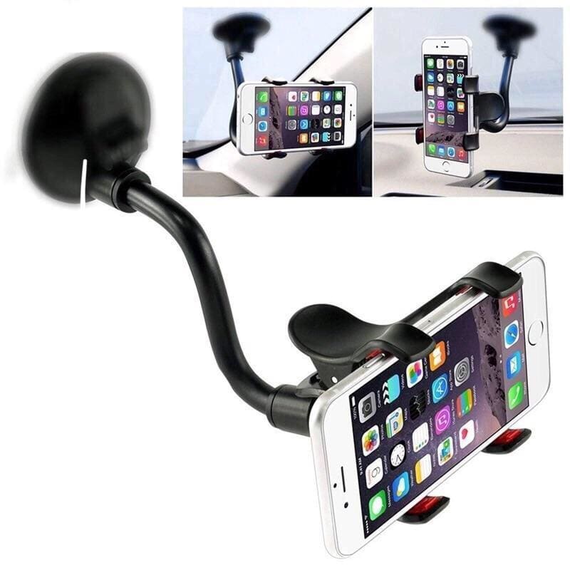 White adjustable phone holder in 9eight5 brand accessory, designed to support phones and tablets securely.