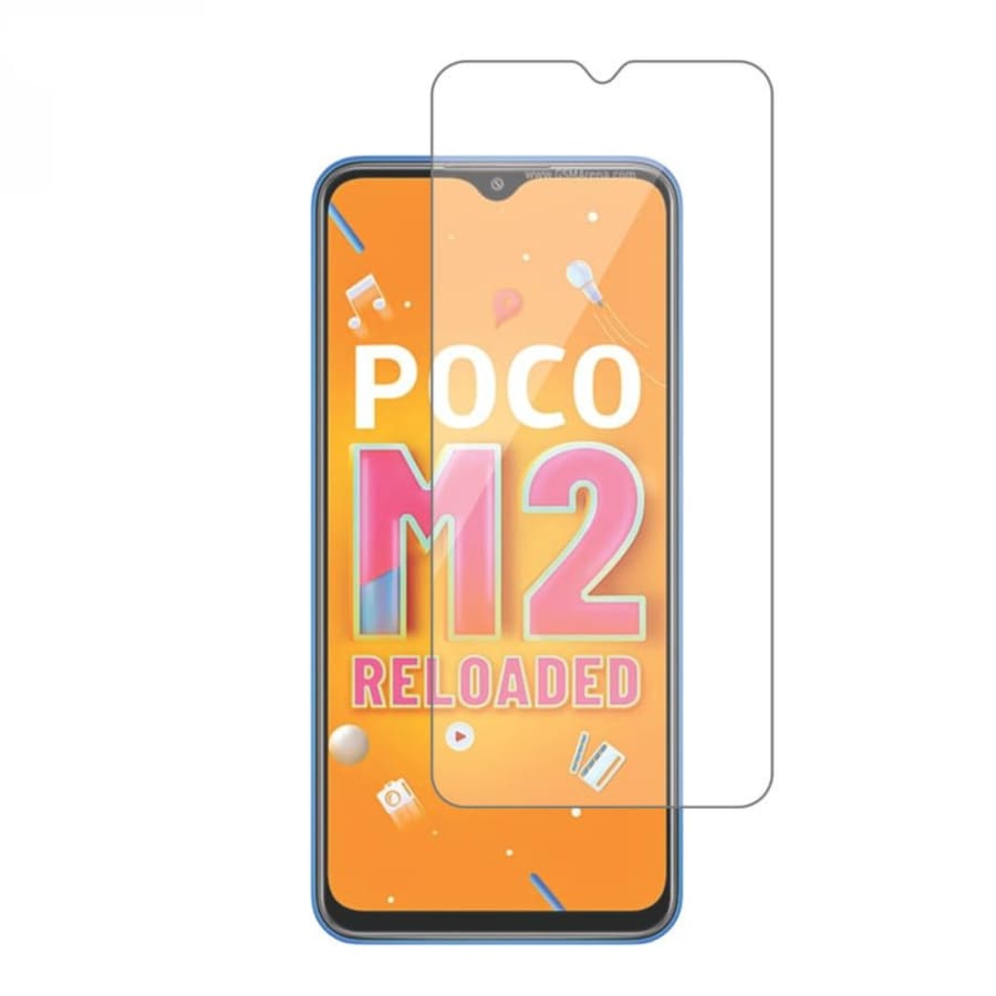 Hydrogel screen protector for POCO M2 Reloaded by 9eight5, shown in a pack of two, providing durable device protection.