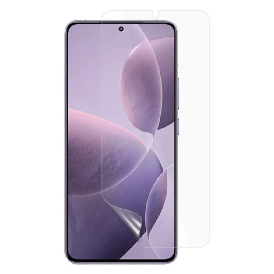 Hydrogel screen protector for POCO M7 Plus 5G by 9eight5, showing the clear, flexible film covering the phone screen.