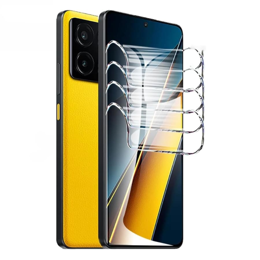 Hydrogel screen protector for POCO X5 5G by 9eight5, shown in a pack of two protecting the phone's display.