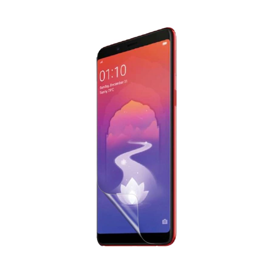 Hydrogel screen protectors for Realme 1 by 9eight5, pack of two, showing the flexible, transparent protectors on a smartphone screen.