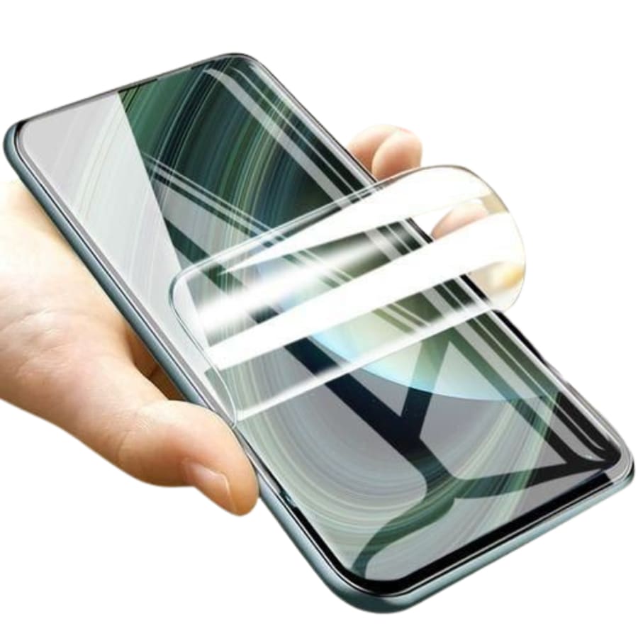 Redmi 4 hydrogel screen protector by 9eight5, clear protective film covering the phone screen for protection and clarity.