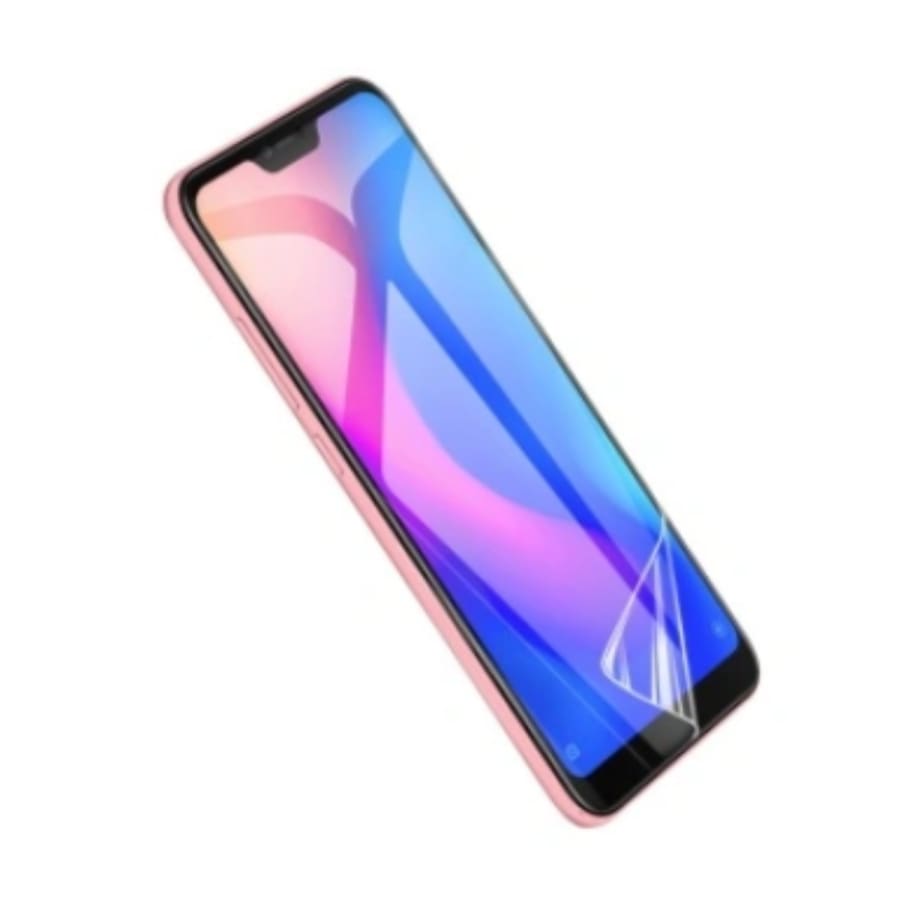 Hydrogel screen protector for Redmi 6A by 9eight5, showing the clear, flexible film covering the phone screen.