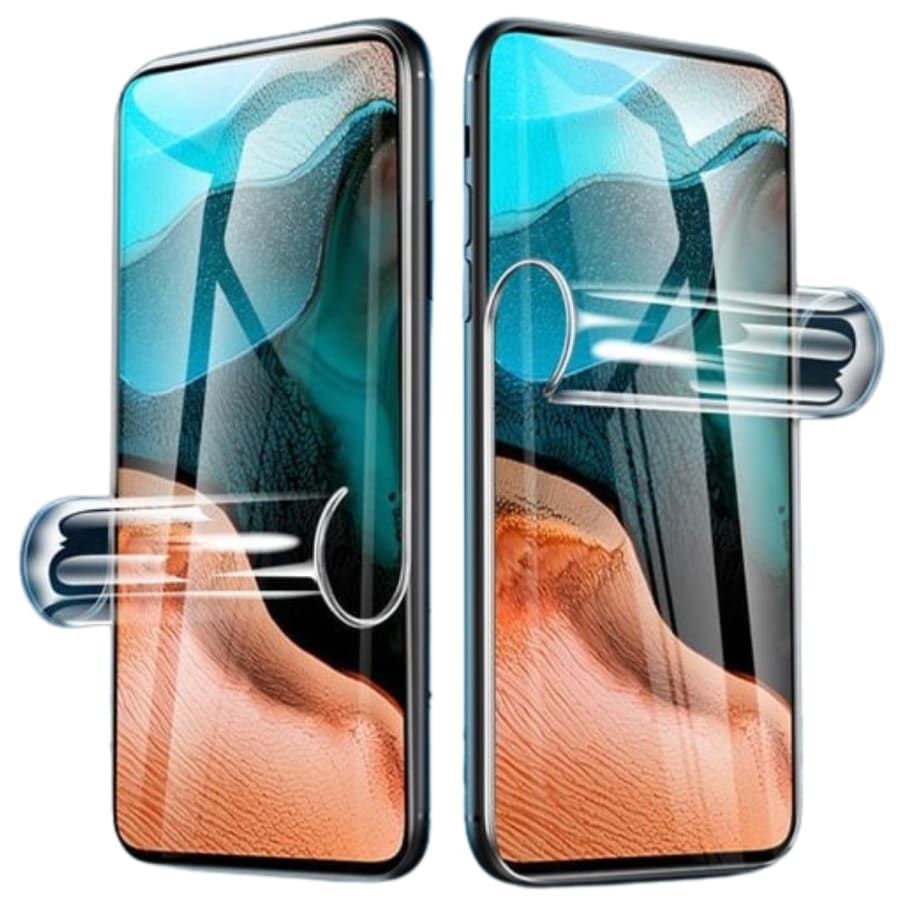 Hydrogel screen protector for Redmi K30S Ultra by 9eight5, showing clear, flexible film covering the phone screen.