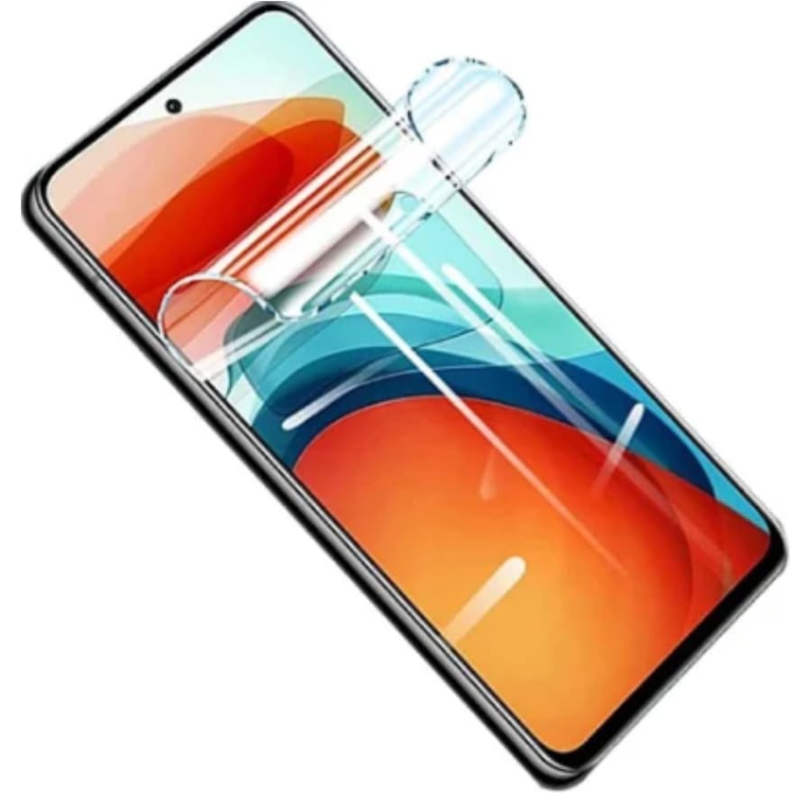 Hydrogel screen protector for Redmi K40 Pro by 9eight5, showing clear, flexible film covering the screen with precise edges.