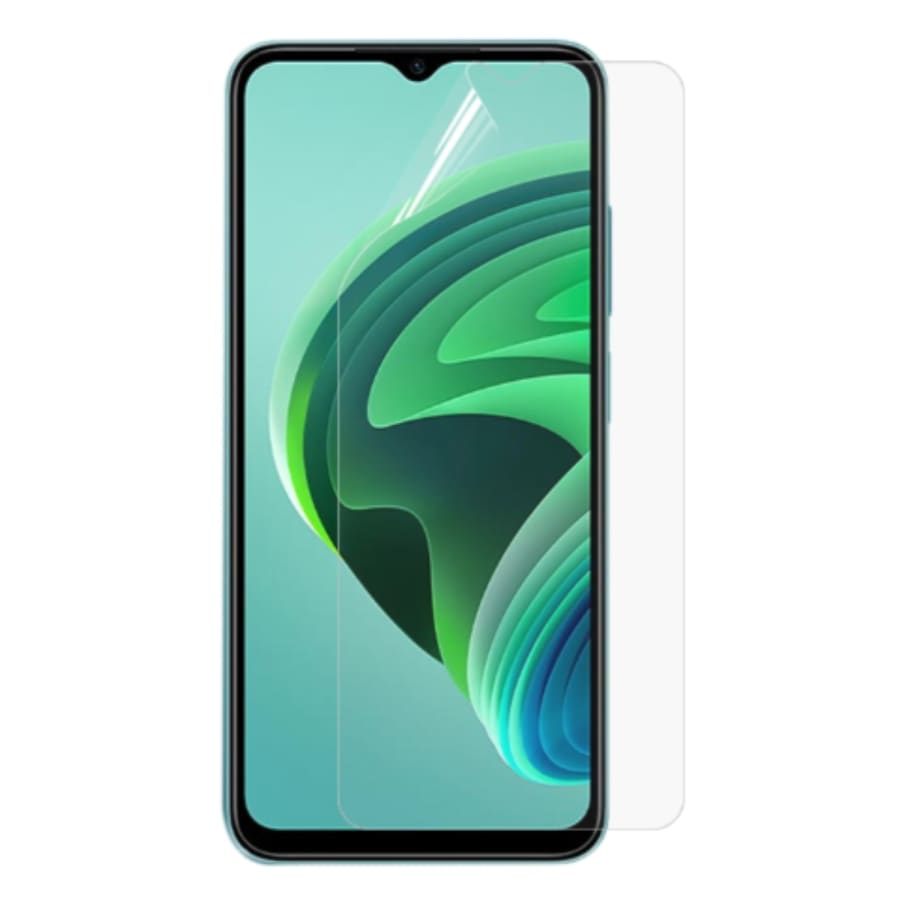 Two hydrogel screen protectors for Redmi Note 11E by 9eight5, showing the clear, flexible protectors in a pack.