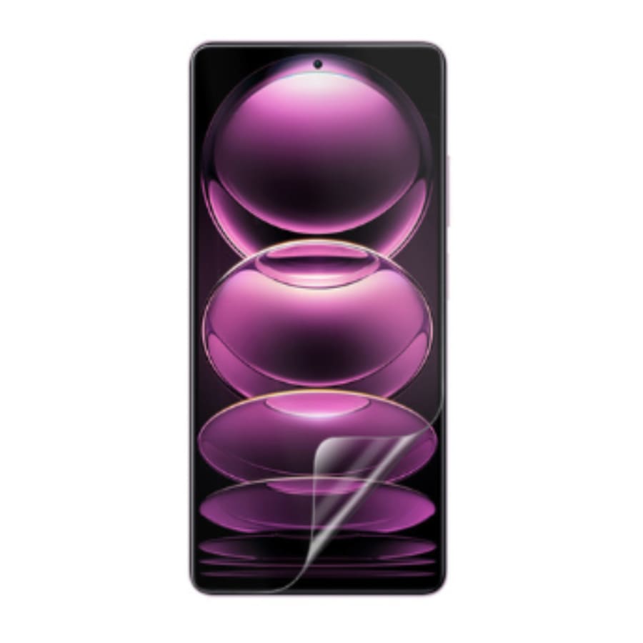 Hydrogel screen protector for Redmi Note 12 Pro+ by 9eight5, showing clear, flexible film covering the phone screen.