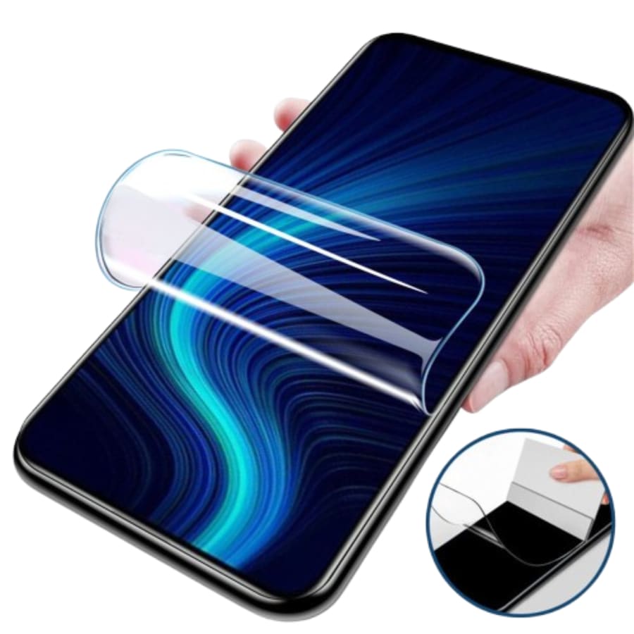 Hydrogel screen protector for Redmi Note 2 Prime by 9eight5, shown on a smartphone in the image.