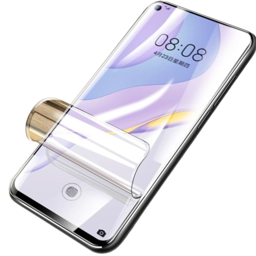 Redmi Note 4 Hydrogel Screen Protector by 9eight5 showing a clear, flexible film covering the phone screen for protection.