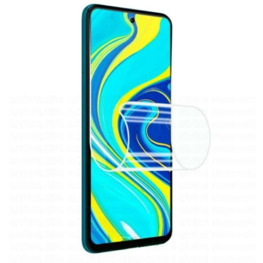 Hydrogel screen protector for Redmi Note 9S by 9eight5, showing the clear flexible film designed to protect the phone screen.