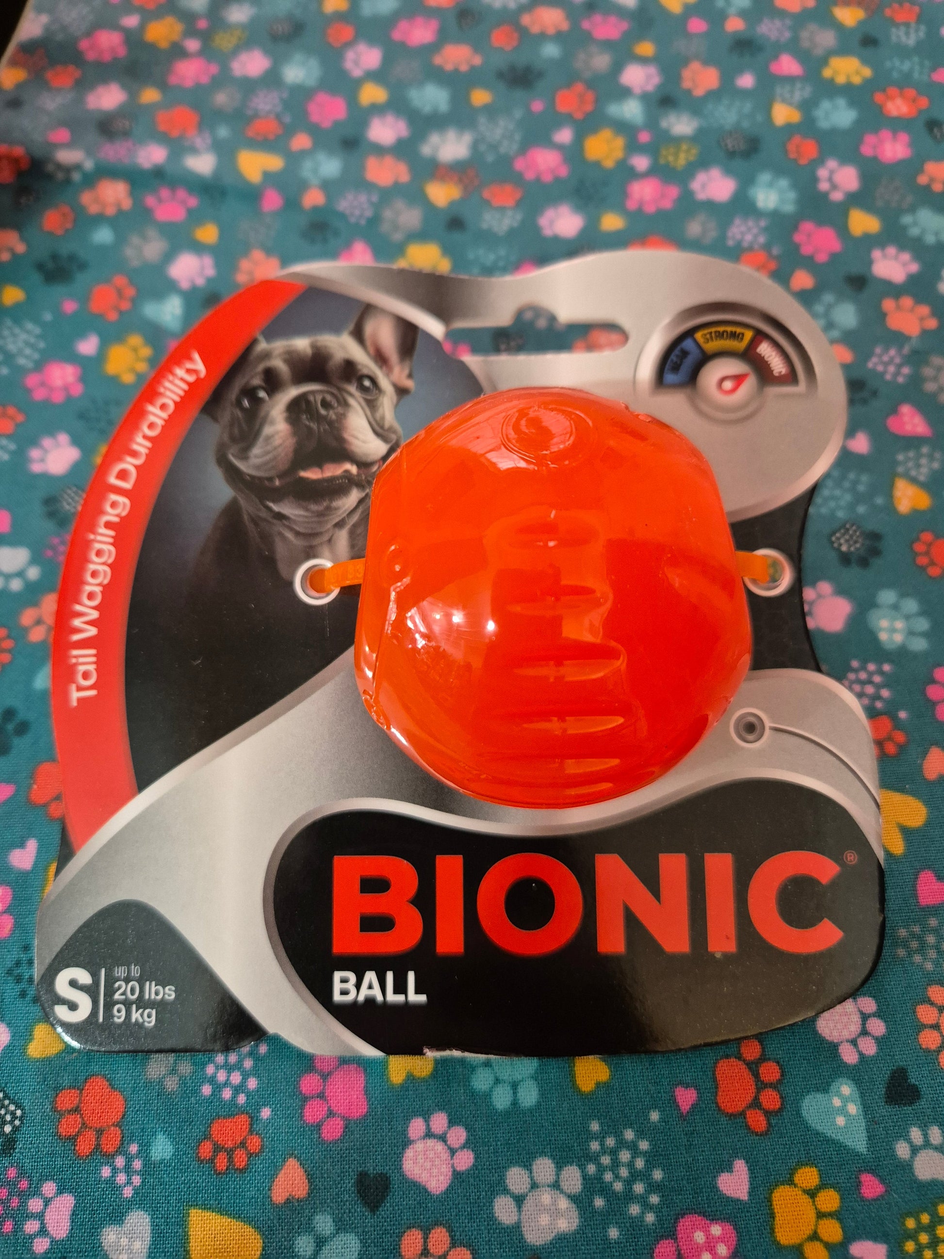 Small BIONIC Ball by Animal Addiction Limited, a durable rubber pet toy designed for playful chewing and fetch activities.