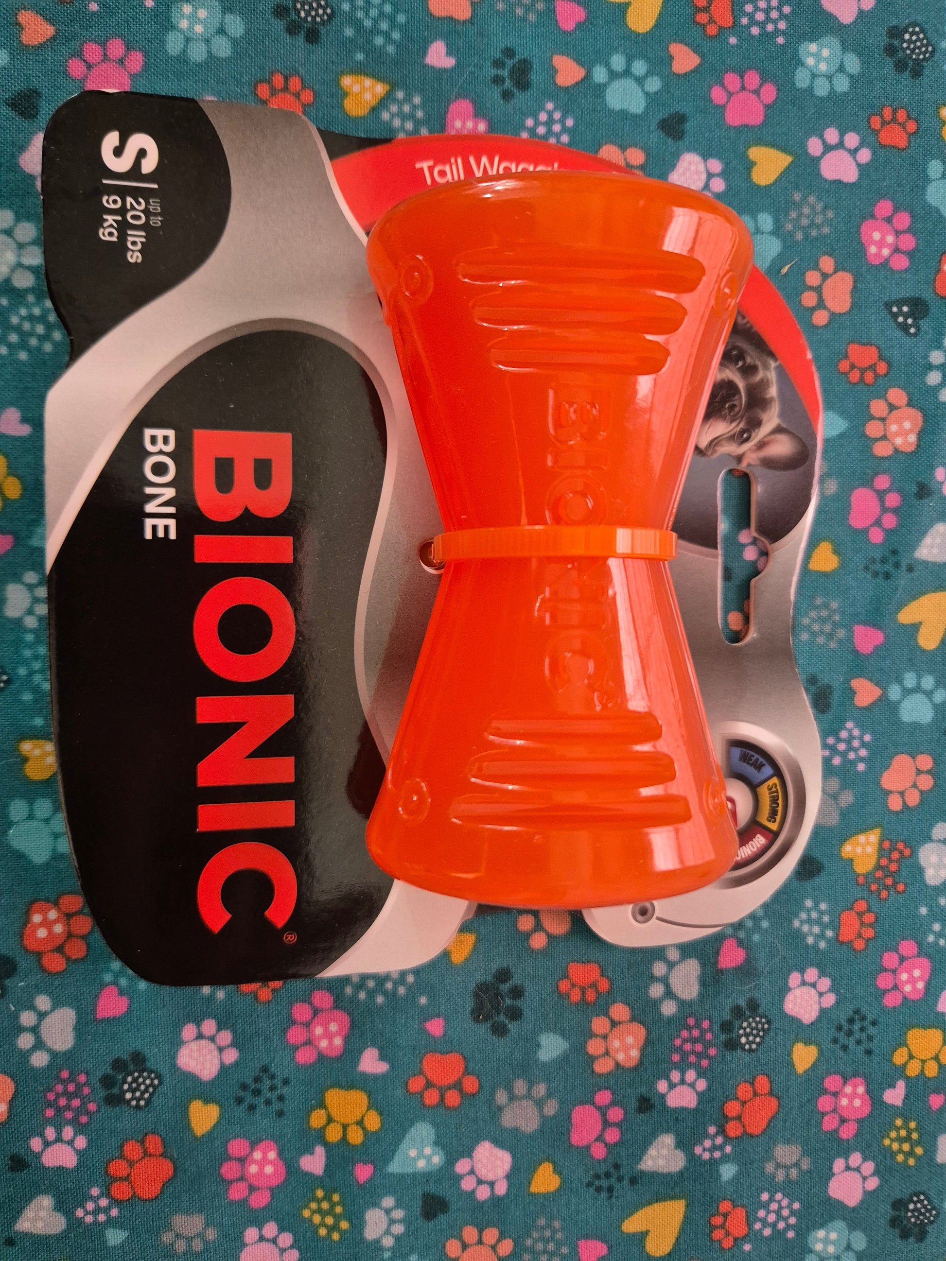 Small BIONIC Bone toy by Animal Addiction Limited, durable chew toy for dogs, with textured surface and bone shape.