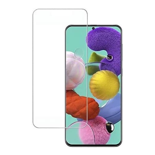 Pair of 9eight5 screen protectors for Samsung Galaxy A51 5G, showing clear tempered glass covers for the phone's screen.