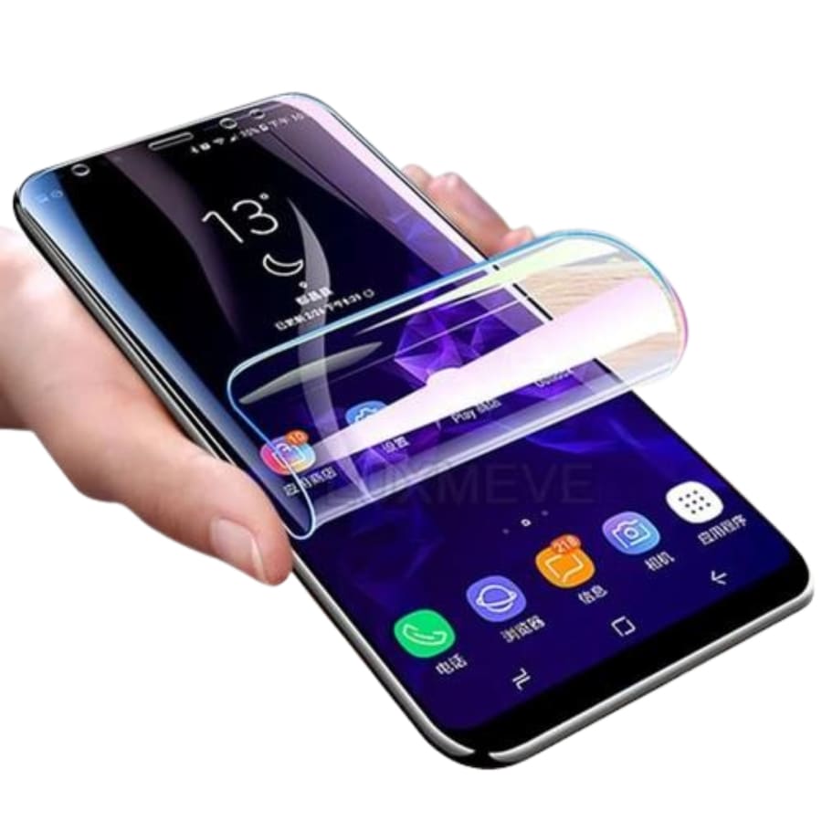 Set of two 9eight5 screen protectors for Samsung Galaxy A7 (2016) phone, clear protective film for screen safety.