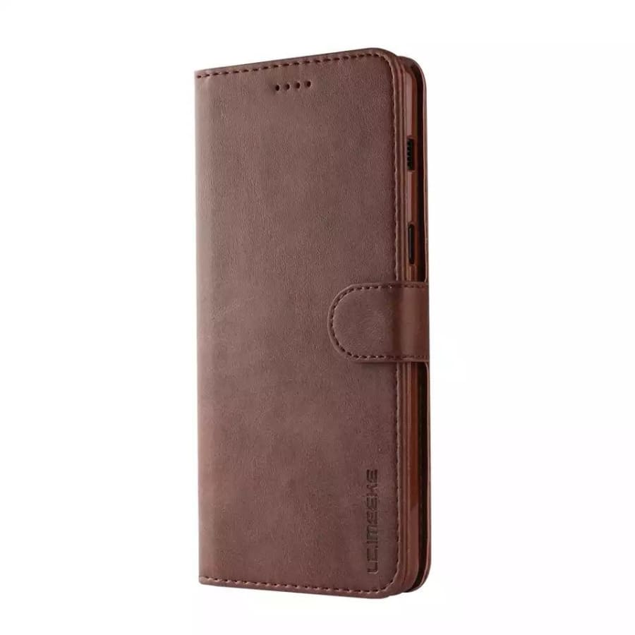 Brown Flip Case for Samsung Galaxy A9 (2018) by 9eight5, showing front cover and side view of phone protection.