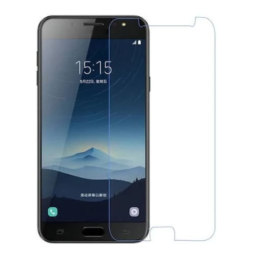 Clear 9eight5 screen protector for Samsung Galaxy C8, showing a transparent film fitting over the phone screen.