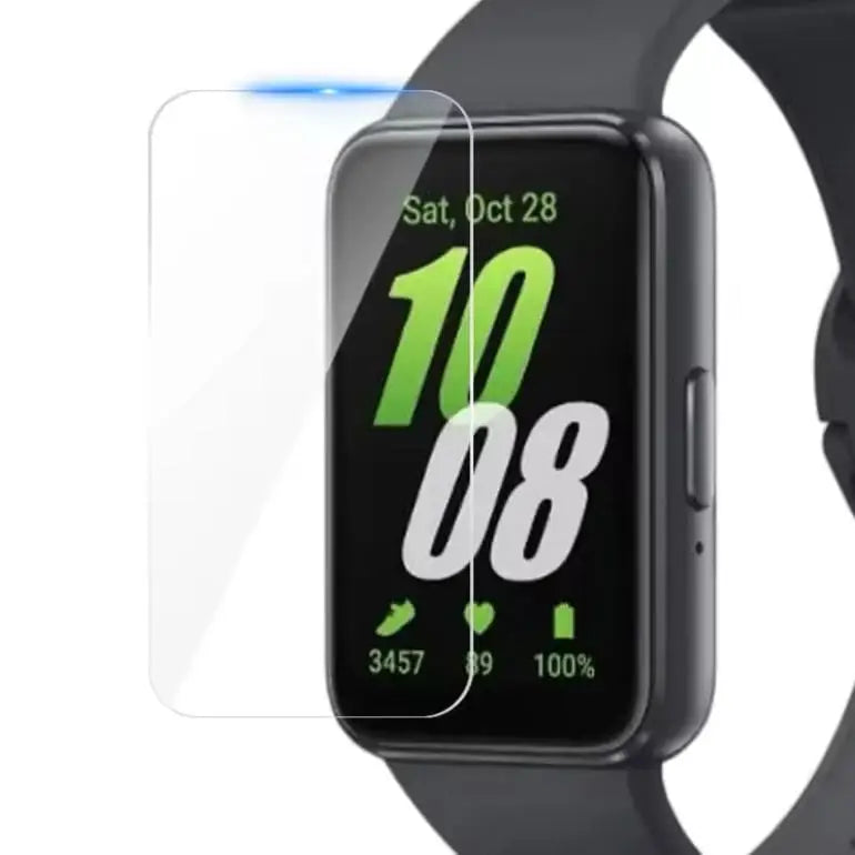 Set of five Habicare clear screen protectors for Samsung Galaxy Fit 3 smartwatch, providing durable, transparent coverage.