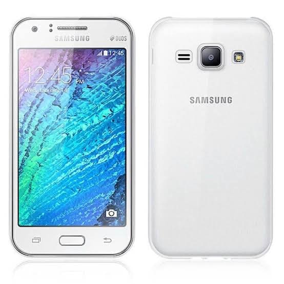 Clear phone case for Samsung Galaxy J1 by 9eight5, showing a transparent protective cover with precise cutouts.