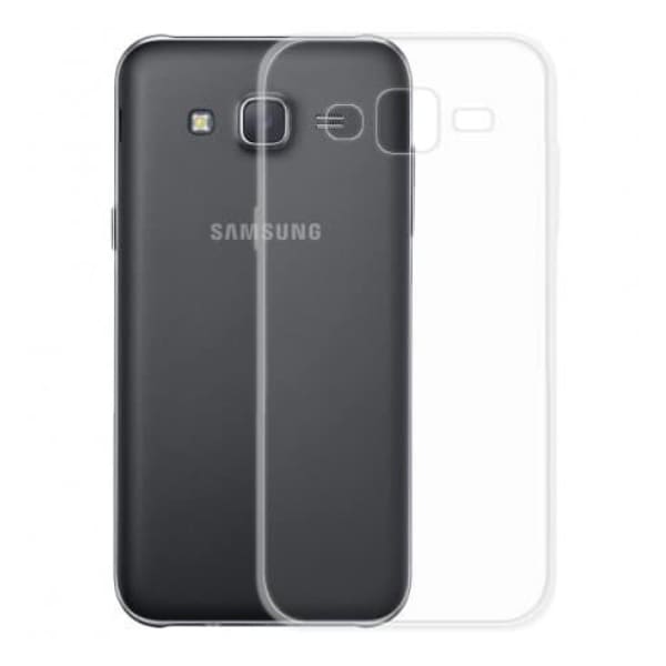 Clear case for Samsung Galaxy J7 2015 by 9eight5, showing a transparent protective phone cover with precise cutouts.