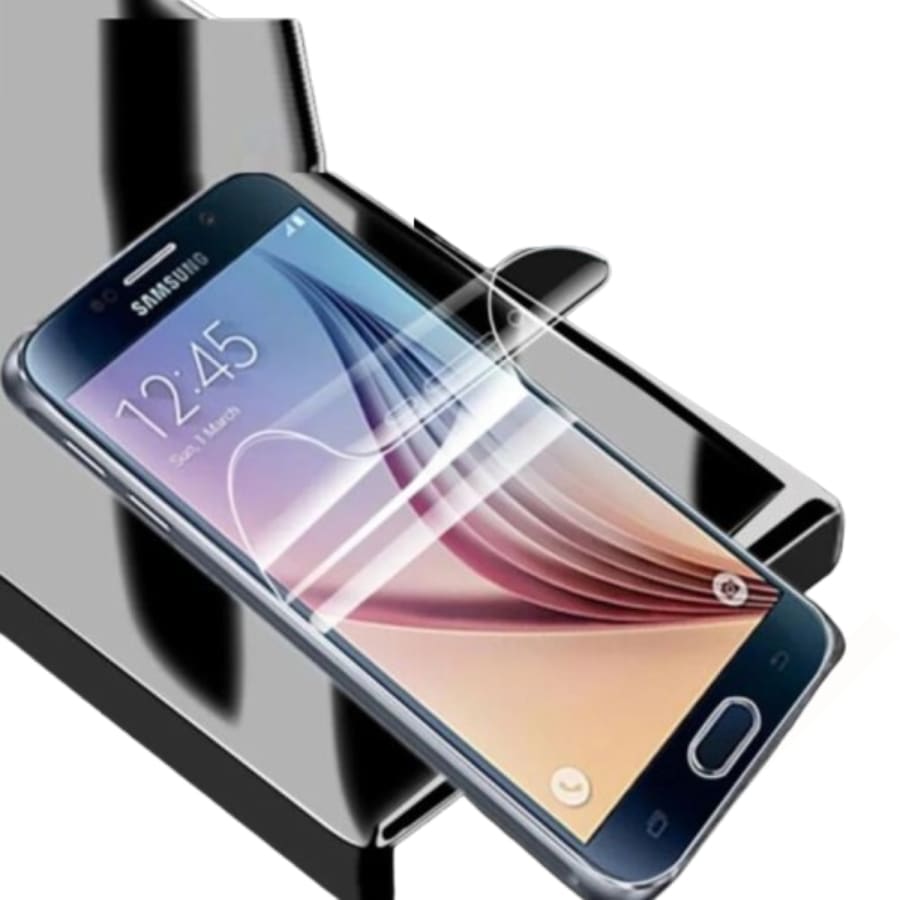 Two 9eight5 hydrogel screen protectors for Samsung Galaxy J7 Prime, showing the clear protectors with precise cutouts.