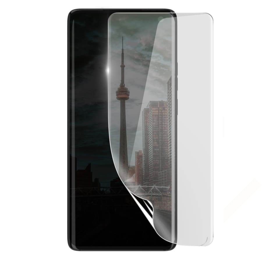 Two 9eight5 hydrogel screen protectors for Samsung Galaxy J8, providing durable protection for the smartphone screen.