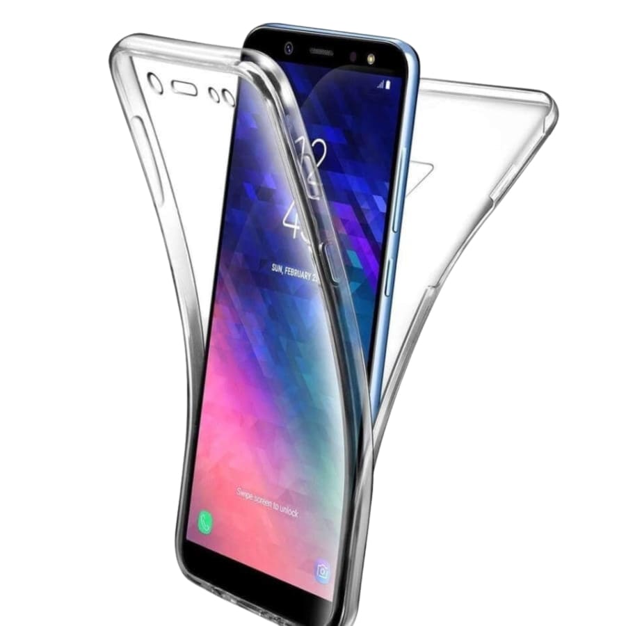 Clear silicone phone case for Samsung Galaxy Note 10 by 9eight5, showing the slim, transparent design and precise cutouts.