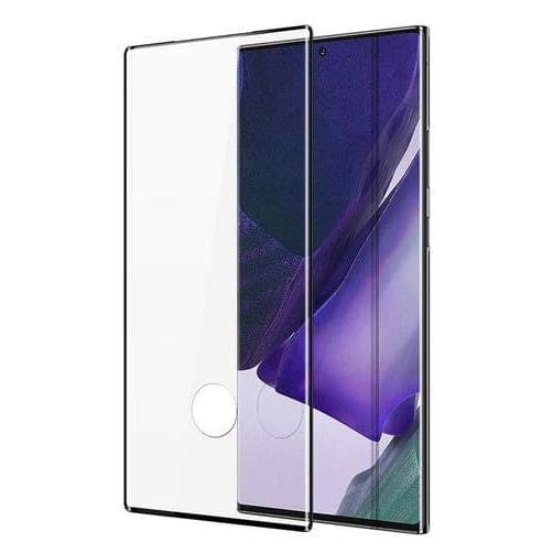 Two 9eight5 screen protectors for Samsung Galaxy Note 20 Ultra, showing clear tempered glass covers with precise cutouts.