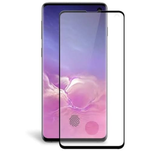 Clear 9eight5 screen protector for Samsung Galaxy S10, showing edge-to-edge protection and screen clarity.