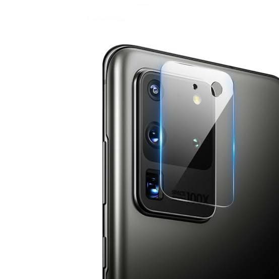 Pair of 9eight5 camera screen protectors for Samsung Galaxy S20 Ultra, showing clear, protective film over camera lenses.