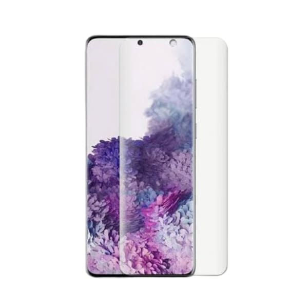 9eight5 glass screen protector for Samsung Galaxy S20 Ultra, clear and durable protective layer fitting the phone screen.