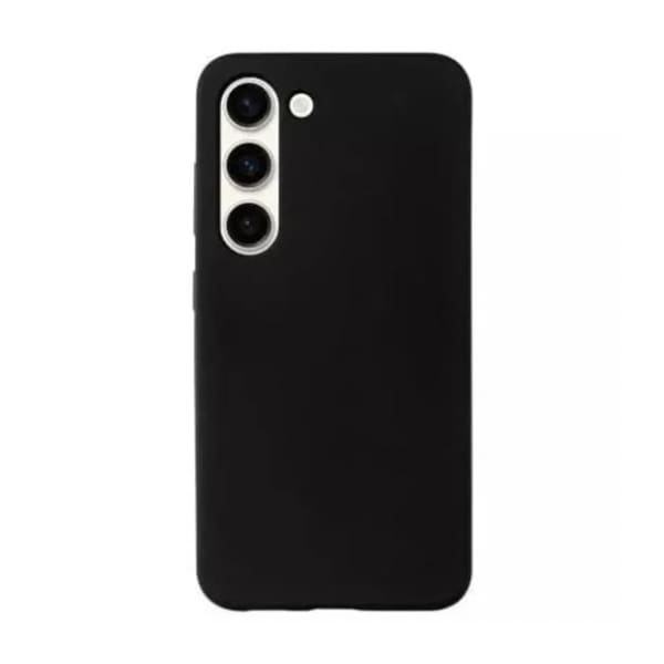 Black 9eight5 phone case for Samsung Galaxy S23 Plus, slim protective cover with precise cutouts and textured grip.