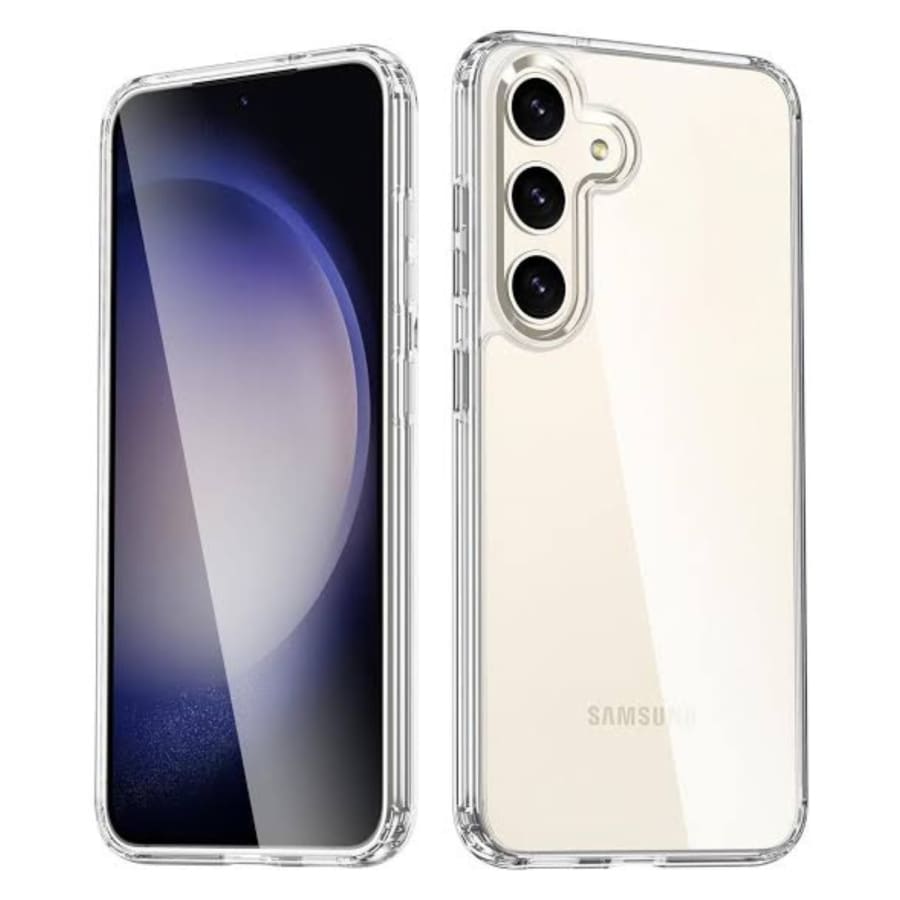 Clear 9eight5 Samsung Galaxy S24 Plus phone case offering ultimate protection and clarity for a sleek, transparent look.