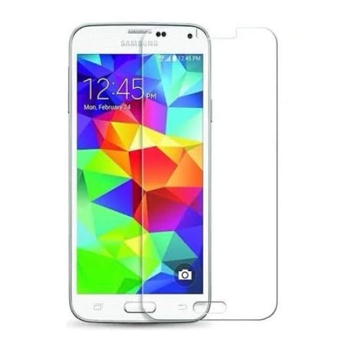 Clear 9eight5 screen protector for Samsung Galaxy S5, showing a transparent film fitting over the phone screen for protection.