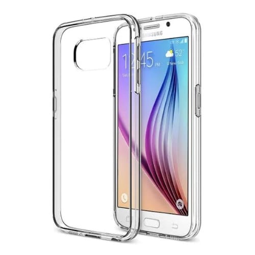 Clear 9eight5 phone case for Samsung Galaxy S6, transparent protective cover showing the phone's design.