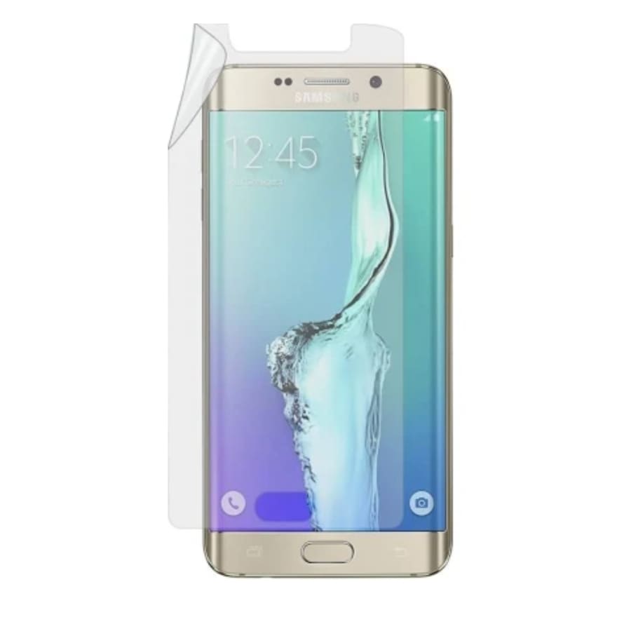 Hydrogel screen protector for Samsung Galaxy S6 by 9eight5, showing the clear film covering the phone's screen.