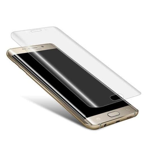 Two 9eight5 glass screen protectors for Samsung Galaxy S7 Edge, showing clear, durable protective layers on the device.