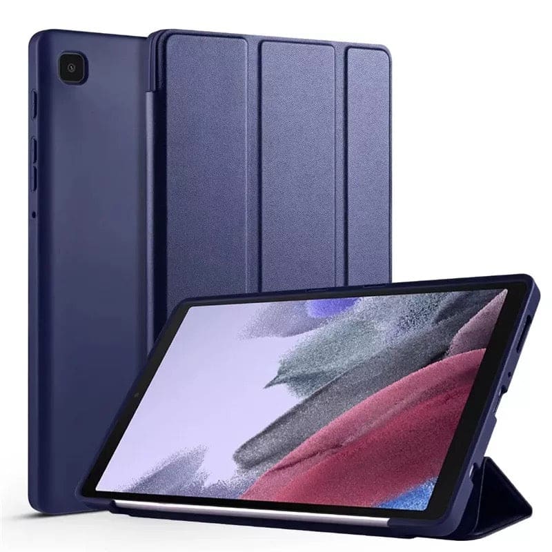 Navy protective cover for Samsung Galaxy Tab A7 Lite 8.7-inch (2021), T220/T225, by 9eight5, showing the tablet's back and cover.