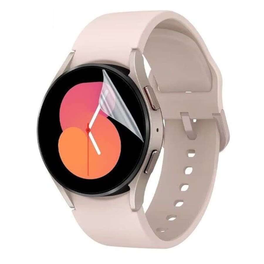 Hydrogel screen protectors for Samsung Galaxy Watch 5 40mm, beige, pack of six, designed to fit the smartwatch screen.