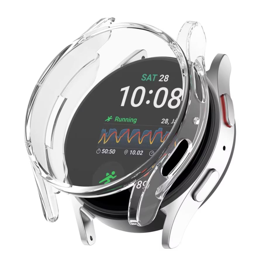 Clear protective case for Samsung Galaxy Watch 7 40mm, made by That Watch Shop, shown on the watch in the image.