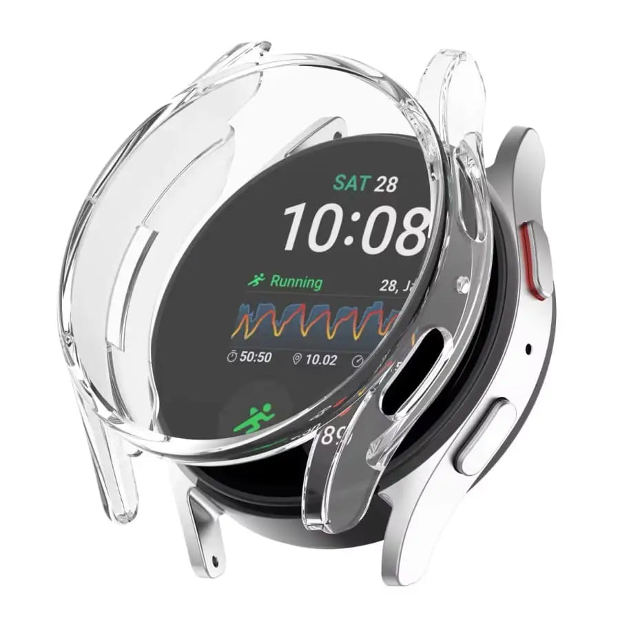 Clear protective case for Samsung Galaxy Watch 7 (44mm) by Habicare, showing the transparent, durable watch cover.