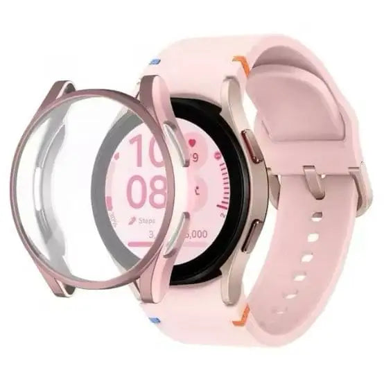 Rose gold protective case for Samsung Galaxy Watch FE 40mm by Habicare, designed to shield and enhance the watch's appearance.