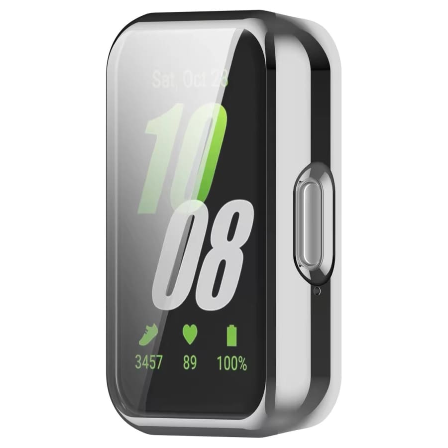 Silver protective case for Samsung Galaxy Watch Fit 3, designed to shield smartwatch screen and body.
