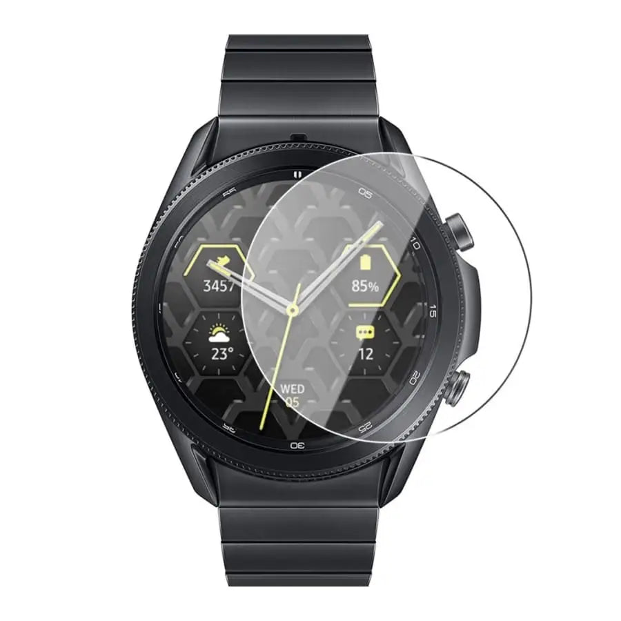 Set of five Habicare screen protectors for Samsung Galaxy Watch Gear S2, designed to shield the watch display from scratches and damage.