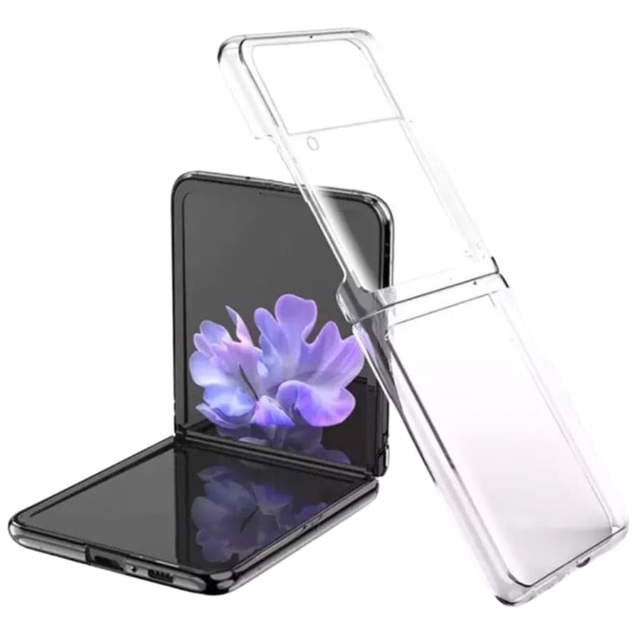 Black 9eight5 phone case for Samsung Galaxy Z Flip 3 with sleek design and precise cutouts, protecting the foldable smartphone.