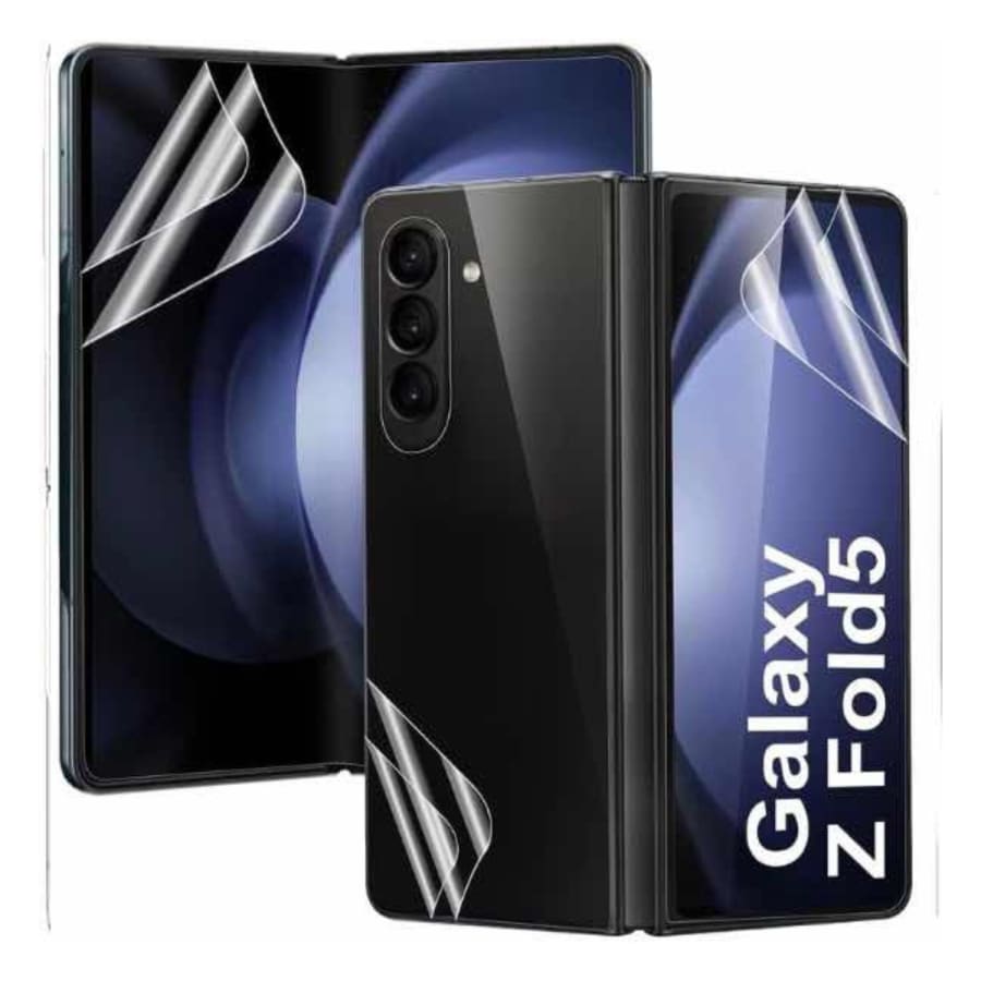 Hydrogel screen protector for Samsung Galaxy Z Fold 5 by 9eight5, showing the flexible protective film on the foldable phone screen.