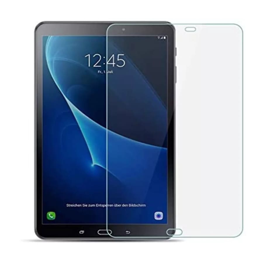 Two 9eight5 screen protectors for Samsung Galaxy Tab A 10.1” (2016) T580/T585, showing clear, durable film covers for tablet screens.