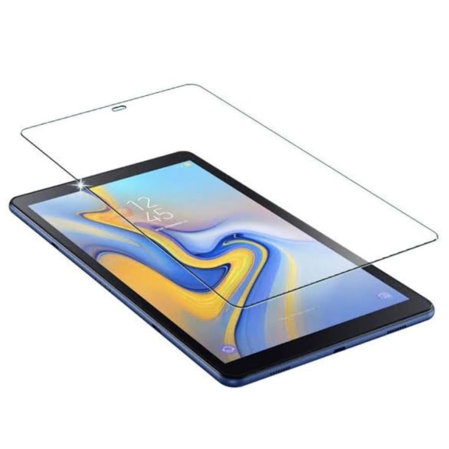 Two 9eight5 screen protectors for Samsung Galaxy Tab A 10.5” (2018) T590/T595, showing clear, durable glass with protective film.